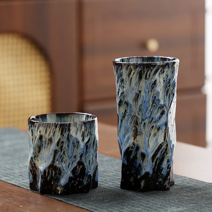 Handmade Ceramic Mug with Wood Grain Glaze