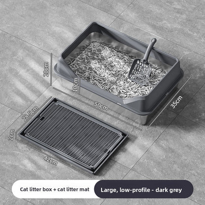 Stainless Steel Cat Litter Box with Anti-Splash Cover