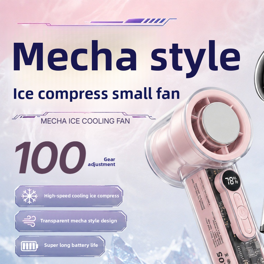 Mini USB Rechargeable Handheld Fan with Digital Display