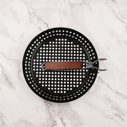 Foldable Non-Stick Barbecue Plate with Wooden Handle