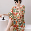 Mianchui Shijia 2026 Summer Thin Short-Sleeve Nightgown for Women, Loose Plus Size, Can Be Worn Outside, Home Wear, Artificial Cotton Dress