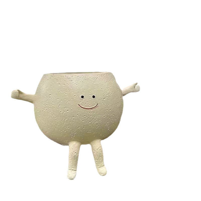 Creative Hanging Resin Flower Pots with Smiling Faces