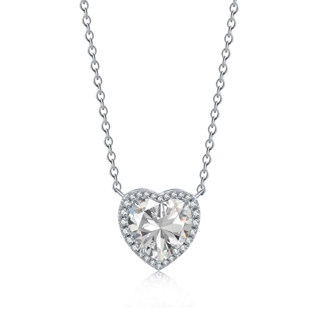 S925 Silver Clover Heart Pendant Necklace
