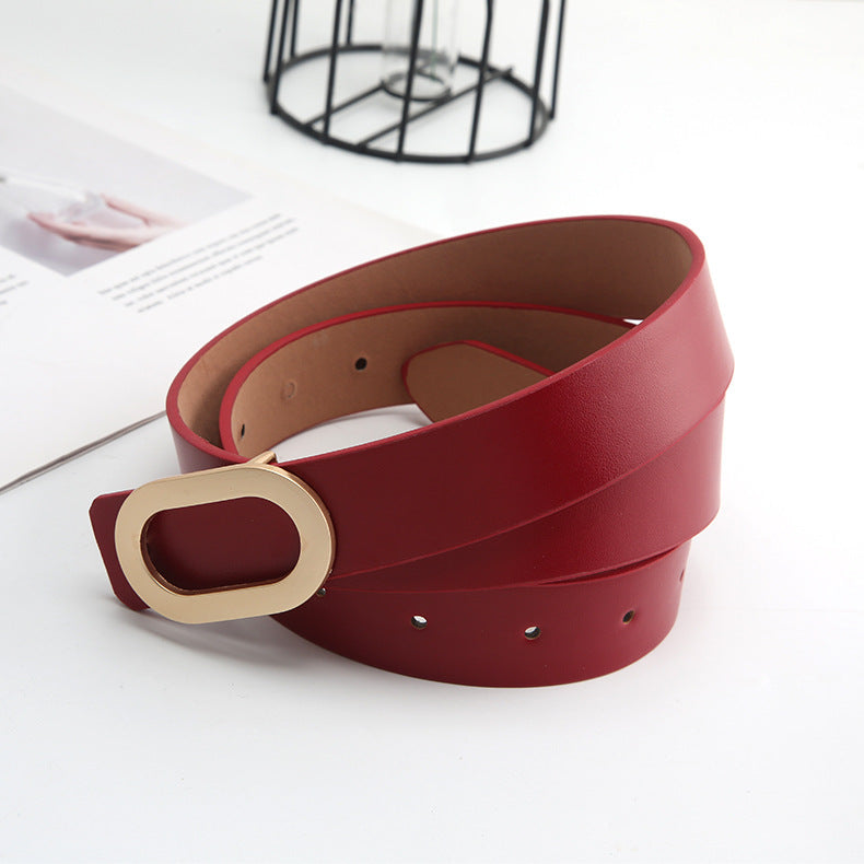 Retro Snap Button Thin Belt with Adjustable Buckle
