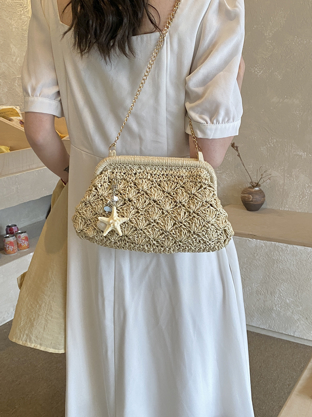 Retro Woven Straw Shoulder Bag