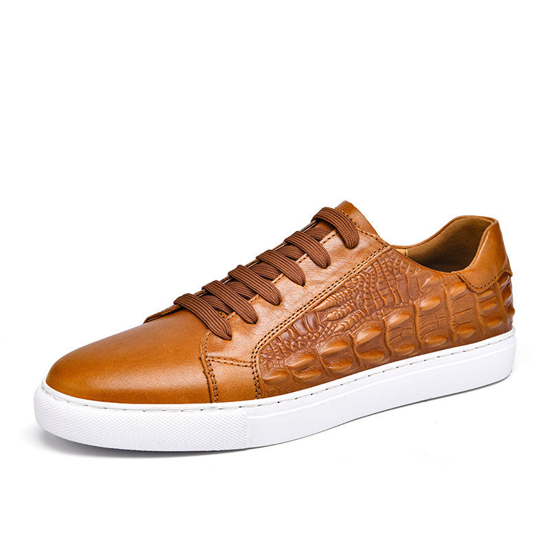 Genuine Leather Crocodile Pattern Casual Shoes for Men