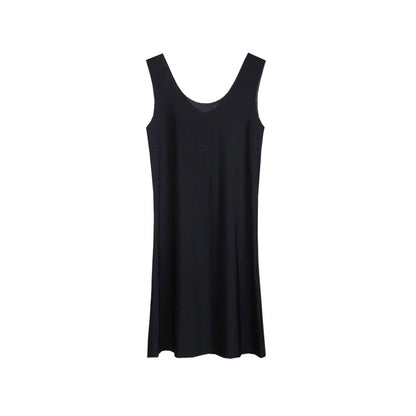 Women Ice Silk Seamless Vest Dress Ultra-thin Loose Slip Nightgown