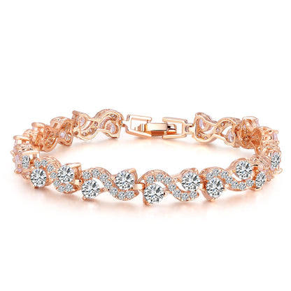Elegant Gold Electroplated Copper Zircon Bracelet