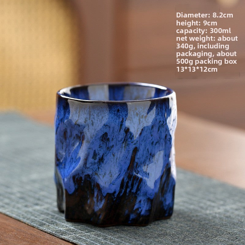 Handmade Ceramic Mug with Wood Grain Glaze