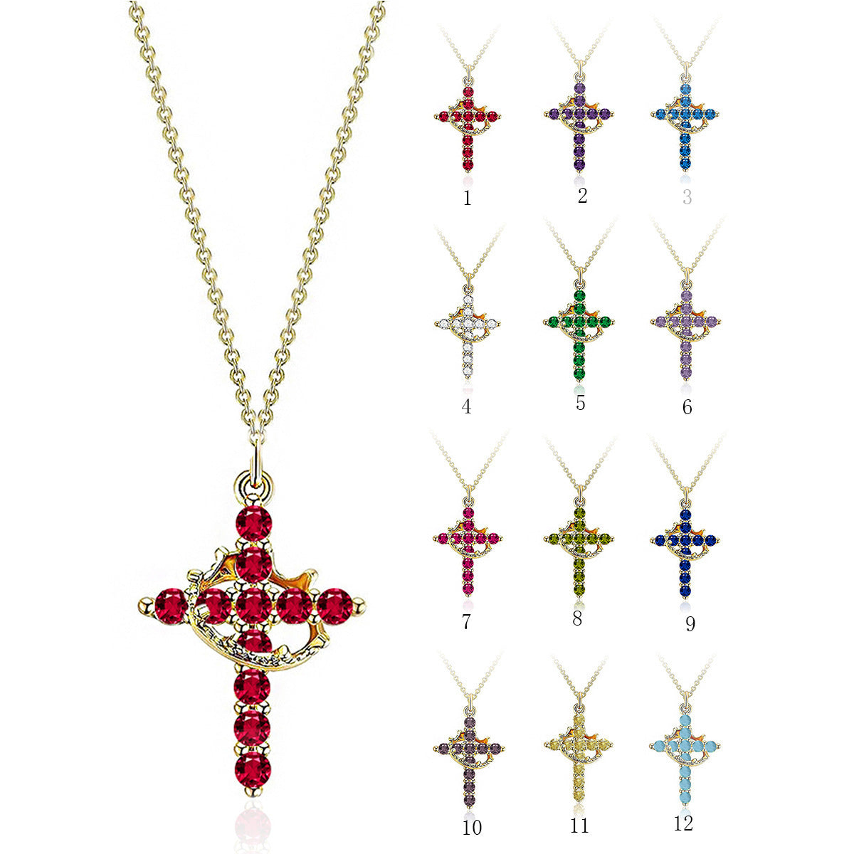 Rotating Zircon Cross Pendant Necklace