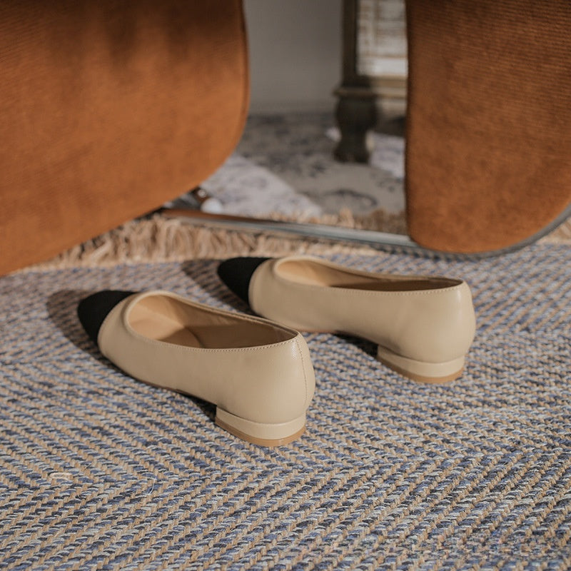 Thick Heel Square Toe Women Casual Flat Shoes