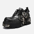 Dark punk little leather shoes