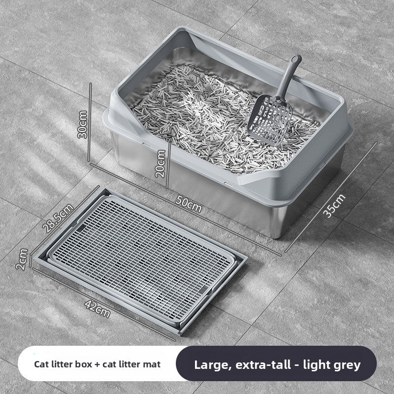Stainless Steel Cat Litter Box with Anti-Splash Cover