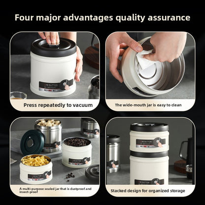 304 Storage Canister for Coffee Beans and Tea Leaves, Moisture-Proof Sealed Canister