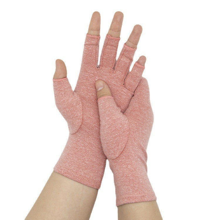 Grey Half-Finger Protective Pressure Gloves