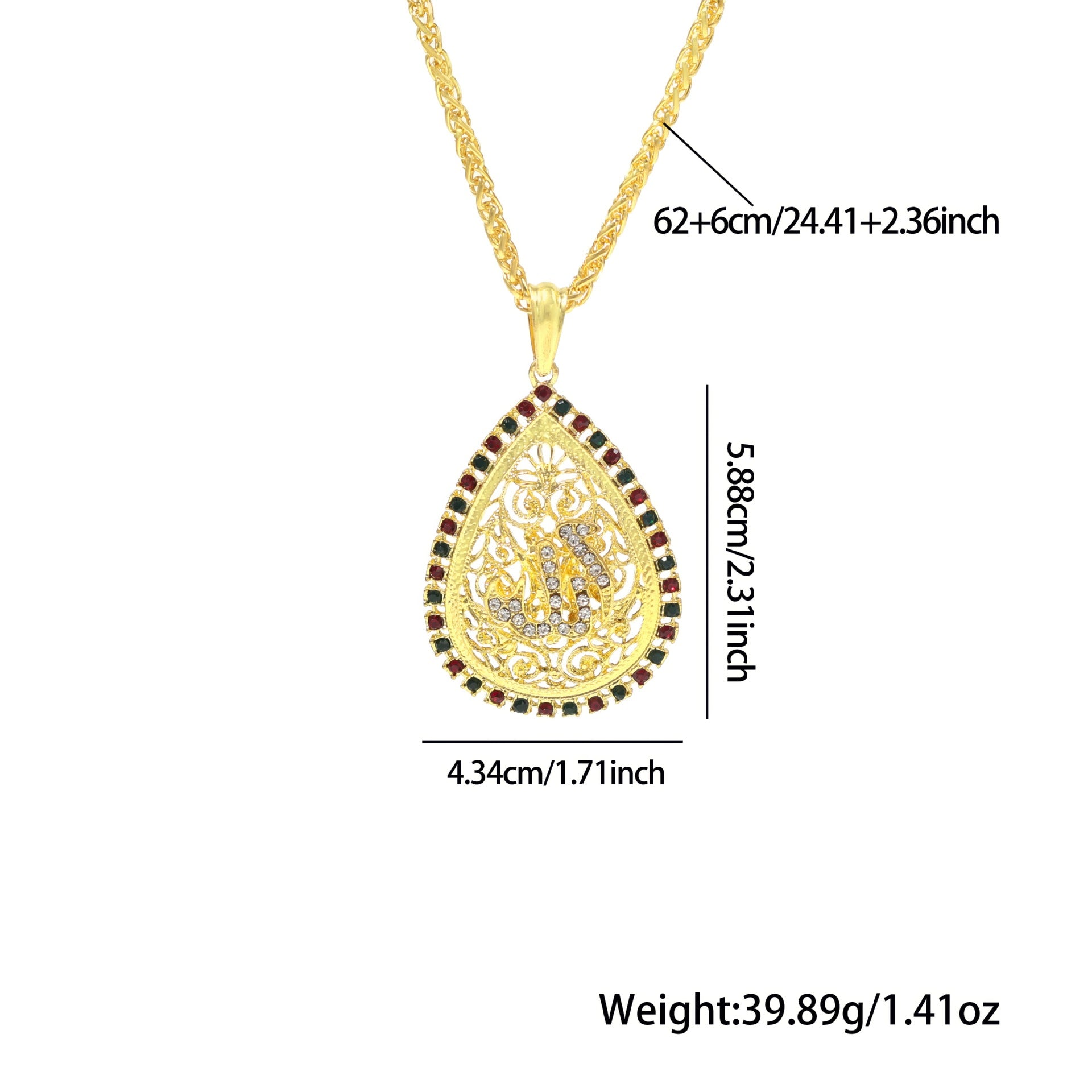 Hollow-Out Water Drop Pendant Necklace