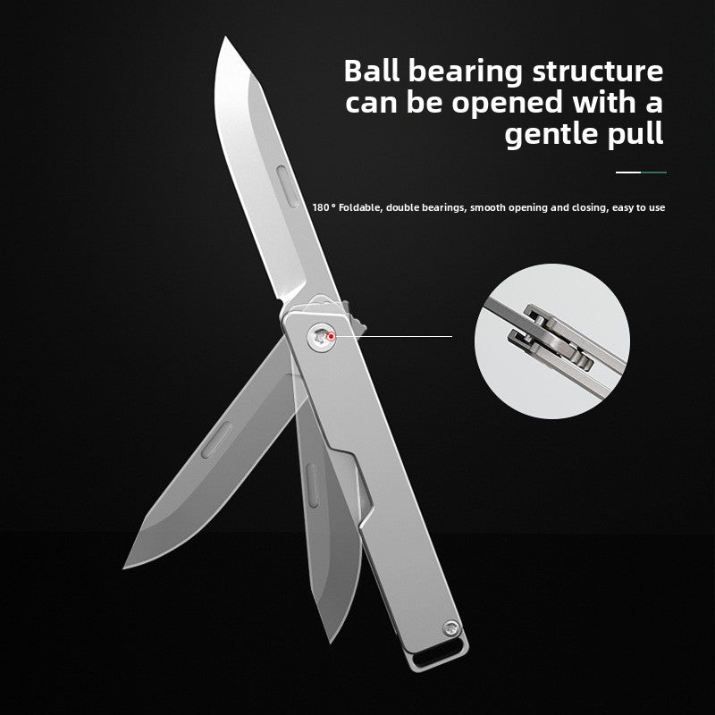 Titanium Alloy Folding Utility Knife with D2 Blade