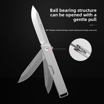 Titanium Alloy Folding Utility Knife with D2 Blade