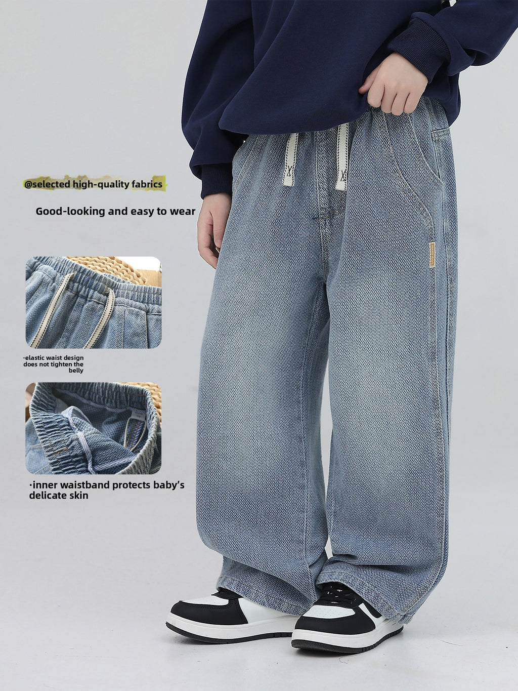 Boys Loose Straight Denim Pants