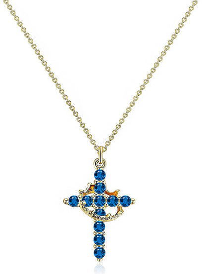 Rotating Zircon Cross Pendant Necklace