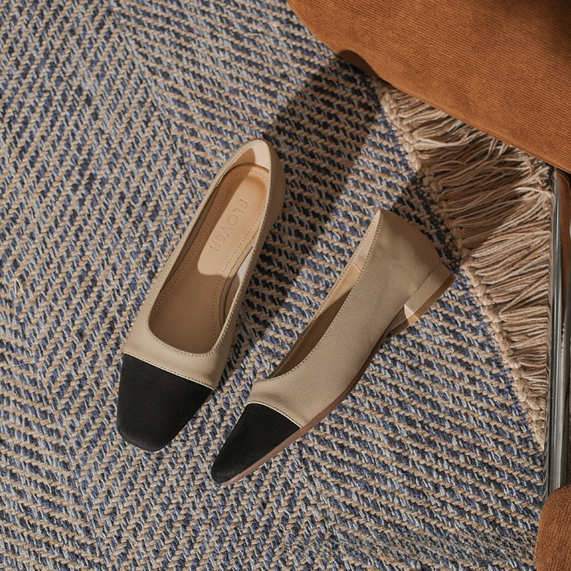Thick Heel Square Toe Women Casual Flat Shoes