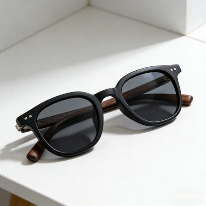 Wood grain leg rice nail sunglasses