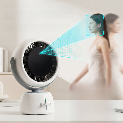 AI Facial Recognition Smart Desktop Fan with Digital Display