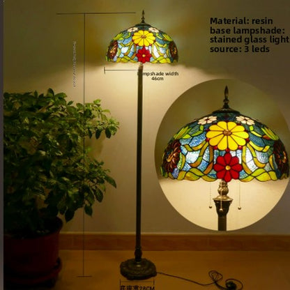 Retro Iron Art Glass Floor Lamp