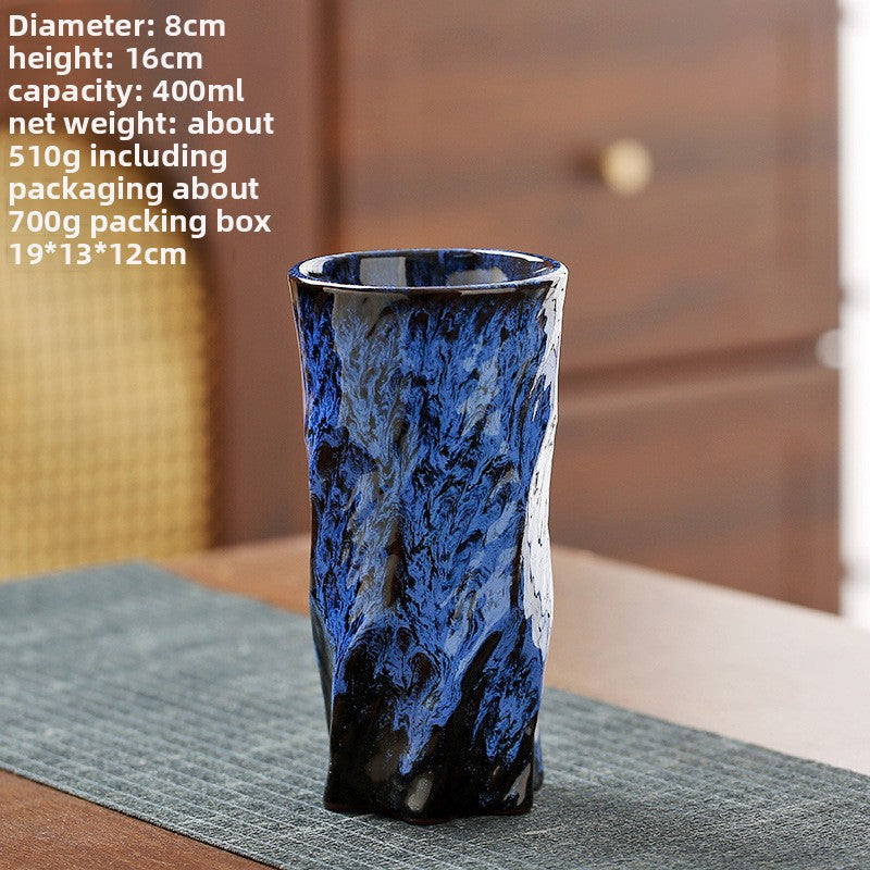 Handmade Ceramic Mug with Wood Grain Glaze