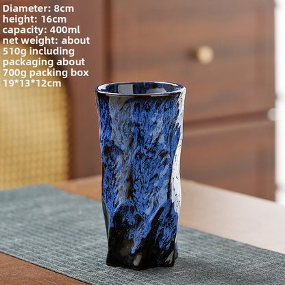 Handmade Ceramic Mug with Wood Grain Glaze