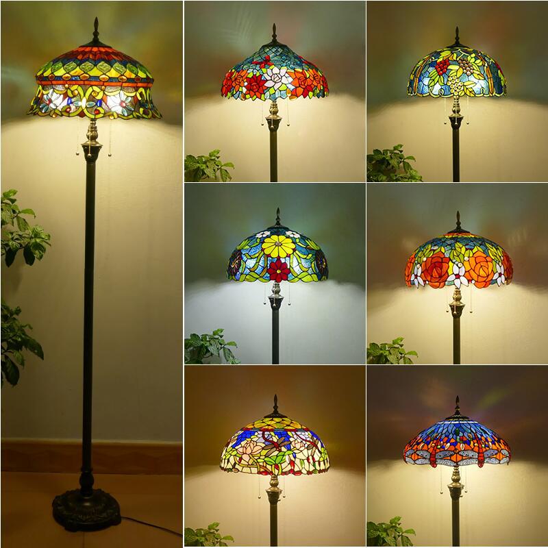 Retro Iron Art Glass Floor Lamp