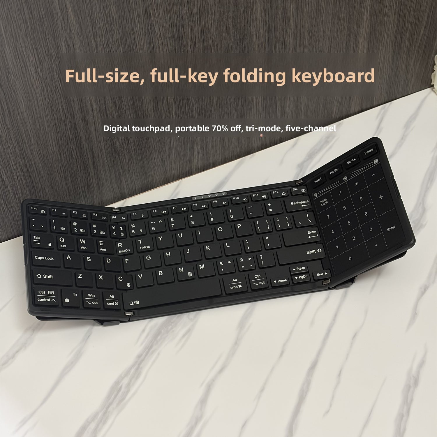 Backlit Foldable Wireless Keyboard with Touchpad