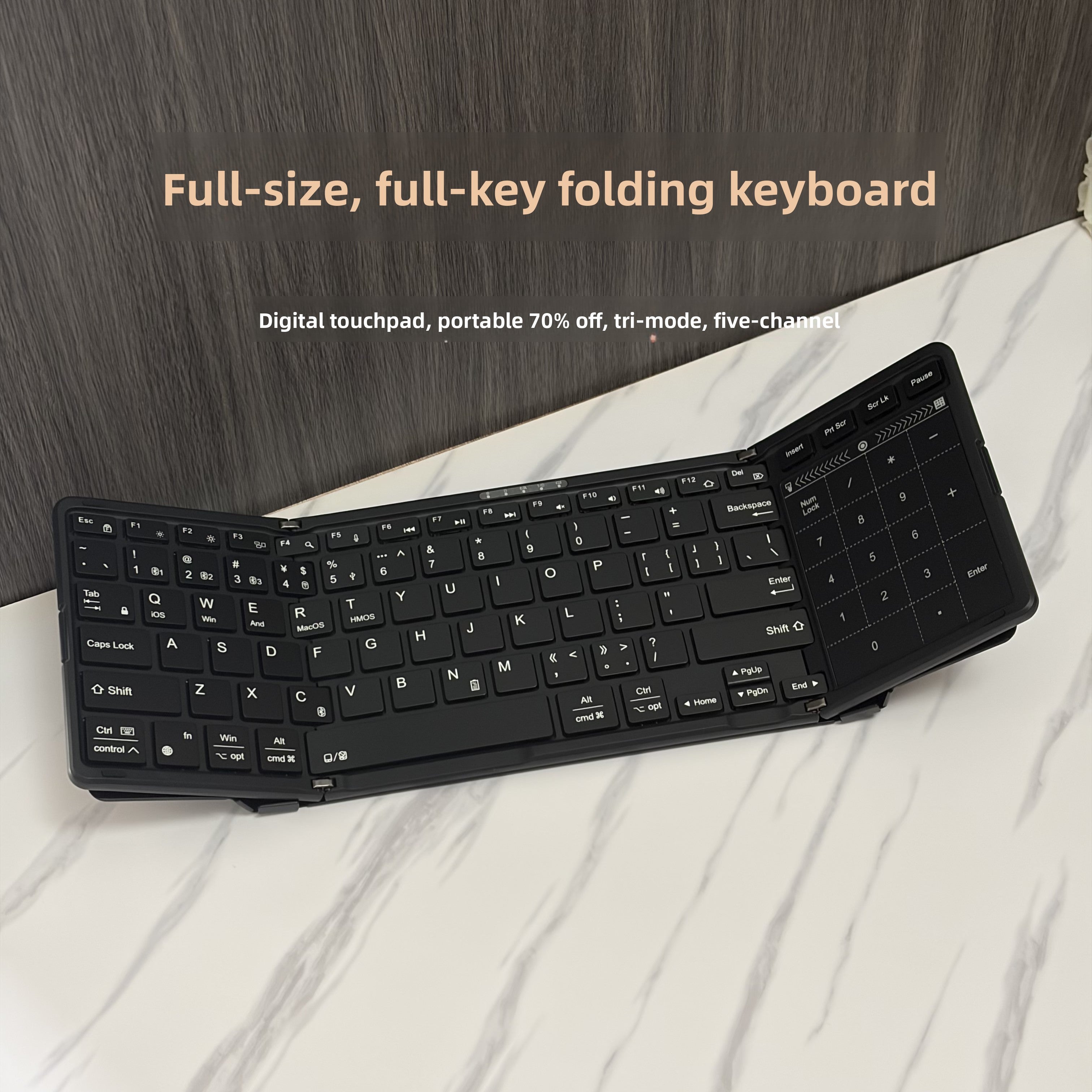 Backlit Foldable Wireless Keyboard with Touchpad