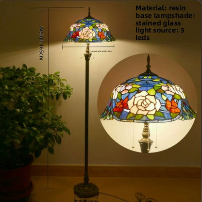 Retro Iron Art Glass Floor Lamp