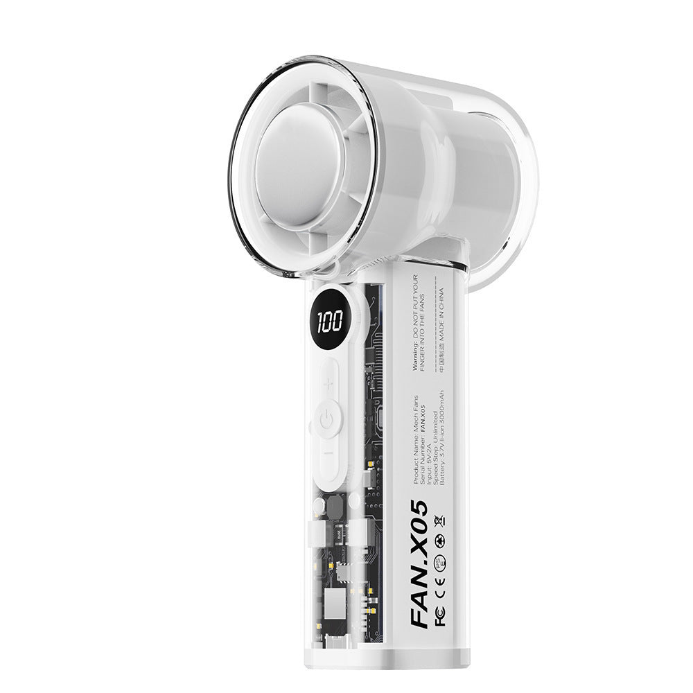 Mini USB Rechargeable Handheld Fan with Digital Display