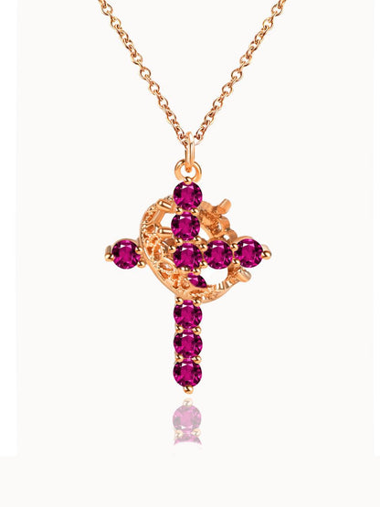 Rotating Zircon Cross Pendant Necklace
