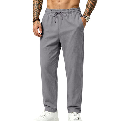 Mens Casual Linen Drawstring Trousers