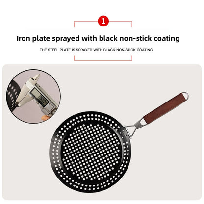 Foldable Non-Stick Barbecue Plate with Wooden Handle