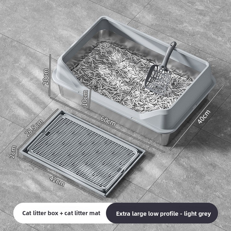 Stainless Steel Cat Litter Box with Anti-Splash Cover