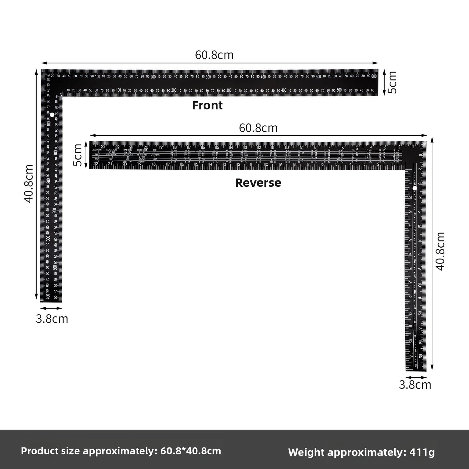 black steel ruler multifunctional combined angle ruler