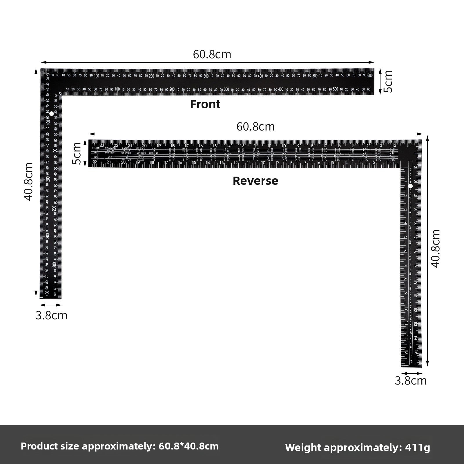 black steel ruler multifunctional combined angle ruler
