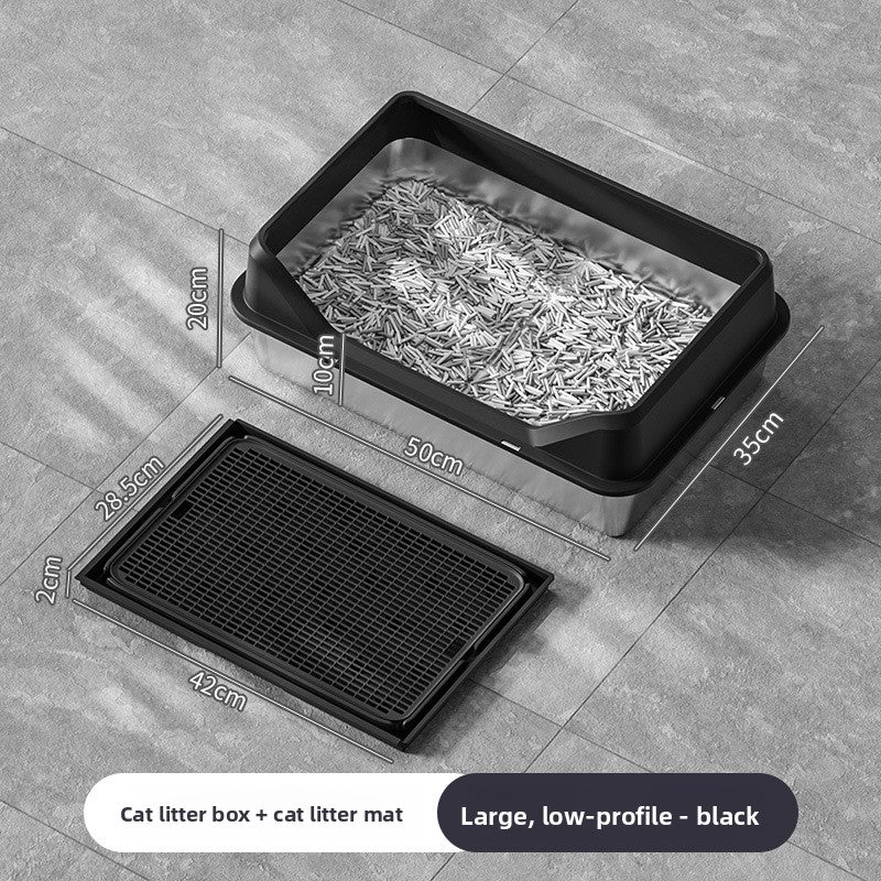 Stainless Steel Cat Litter Box with Anti-Splash Cover