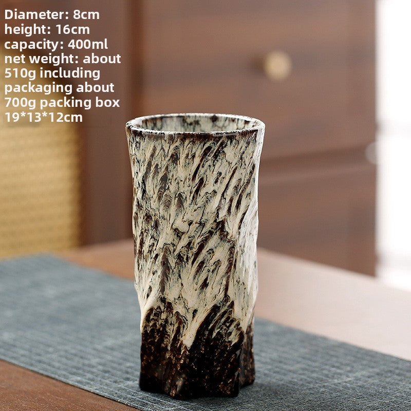 Handmade Ceramic Mug with Wood Grain Glaze