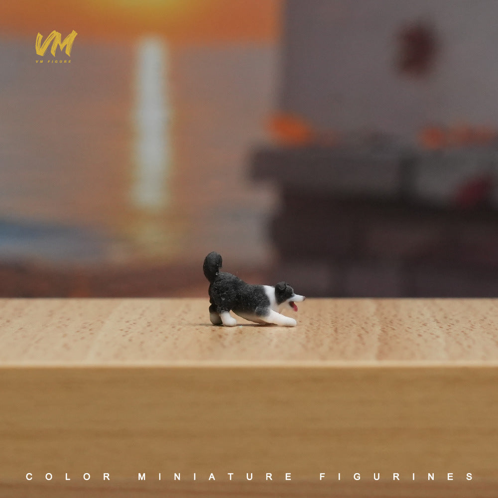 Playful Border Collie 1/64 Scale Miniature Model with 3D Printed Figurine