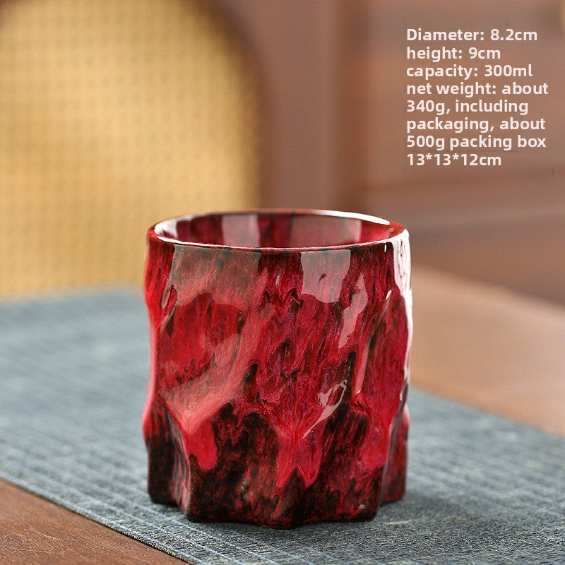 Handmade Ceramic Mug with Wood Grain Glaze