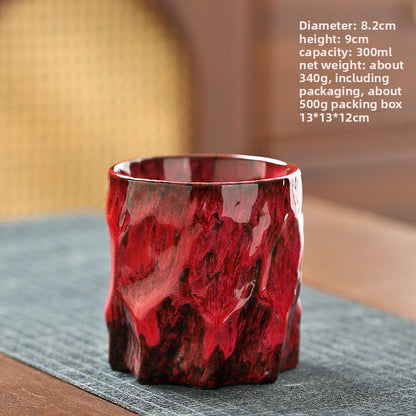 Handmade Ceramic Mug with Wood Grain Glaze