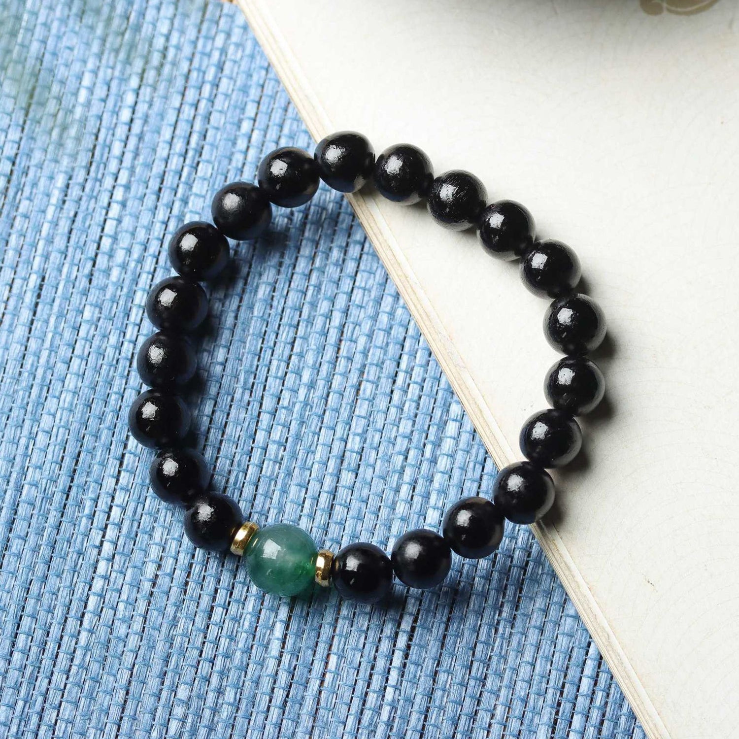 Ebony Wood Bracelet Zen Style Barrel Beads