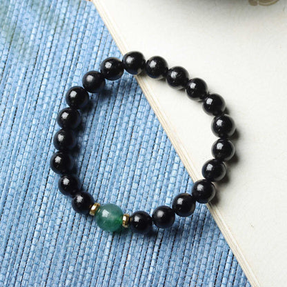 Ebony Wood Bracelet Zen Style Barrel Beads