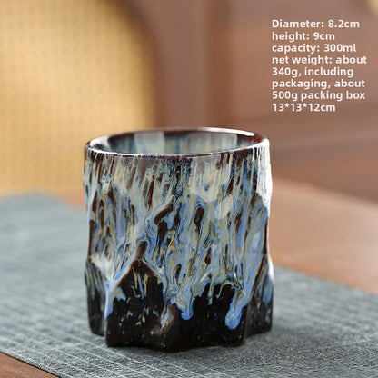 Handmade Ceramic Mug with Wood Grain Glaze