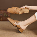 Chunky Heel Leather Sandals